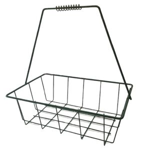 Vintage Mid Century Farmhouse Metal Wire Distressed Milk Basket Green Med/Large